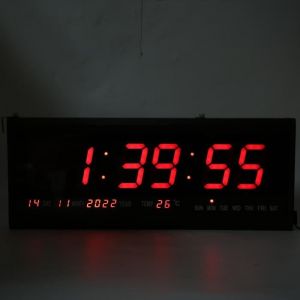 48 cm horloge murale num&eacute;rique de grande LED avec calendrier horaire temp&eacute;rature LED montre de mur -PAI