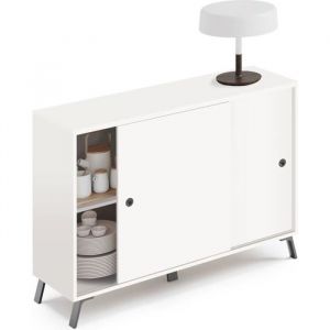 Buffet 2 portes coloris blanc - Hauteur 87 x Longueur 120 x Profondeur 40 cm