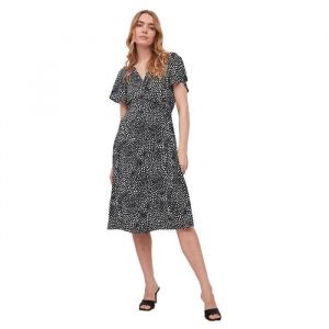 Robe midi croisée Vila Vilovie - Noir/AOP Sally - Femme - Taille 46