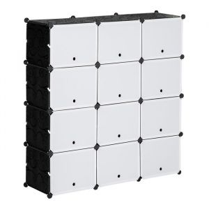 Armoire &agrave; Chaussures FLASIDU &Eacute;tag&egrave;re &agrave; Chaussures en Plastique Meuble &agrave; Chaussures Armoire Cubes de Rangement DIY 12 Cubes