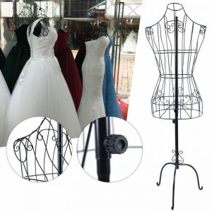 Mannequin de couture en fer noir - Mannequin de vitrine femme - Hauteur réglable de 140 à 160 cm - Avec trois pieds incurvés