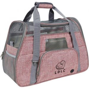 Sac de transport pliable pour chien et chat grand sac avec ouverture sur le dessus coussin amovible en polaire (rose)