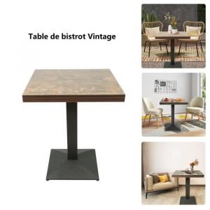 Table de bistro en bois et Style vintage Industriel Willonin® Table de Bar à manger pour 2 à 4 Personnes Forme carré 60cm
