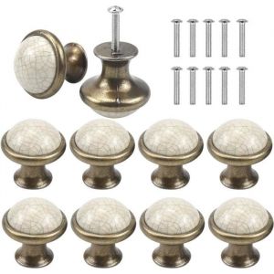 33MM Rond Boutons de Tiroir 10PCS C&eacute;ramique Tiroir de Porte Poign&eacute;e Vintage Bouton de Meubles Boutons de Porte Poign&eacute;es de