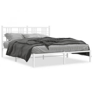 HSF&reg;Cadre de lit m&eacute;tal - sans matelas - et t&ecirc;te de lit blanc 160x200 cm - 2 personnes - 2 PLACE czd648711