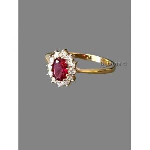 Bague Marquise Rubis Zirconium Plaqué Or 18 Carats 5 Microns - BIJOUXIA - Tailles 50 à 60 - Qualité Bijouterie