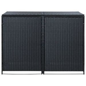 Abris pour poubelle - DUOKON - Résine tressée - Noir - 148x80x111 cm - Double portes