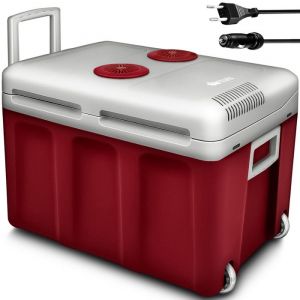 tillvex Glacière électrique 40L  Rouge Mini-frigidaire 230V et 12V pour camping  refroidit et réchauffe  Mode ÉCO