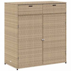 HSF&reg;Armoire haute Beige - Armoire de rangement jardin beige 105x55x113 cm r&eacute;sine tress&eacute;e cpw1691363