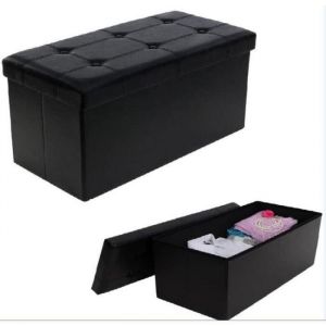 Canap&eacute; Pouf avec coffre de rangement -&nbsp; - Noir - Simili cuir - 76 x 38 x 38 cm noir noir