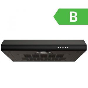 Hotte Aspirante Casquette Visi&egrave;re 60cm FIREGAS -3 Vitesses - &Eacute;vacuation et Recyclage - Classe B - Filtre en Coton - Noir