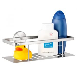 bremermann Salle de bain s&eacute;rie PIAZZA - panier de douche avec rev&ecirc;tement anti-traces de doigts tablette de douche en inox mat