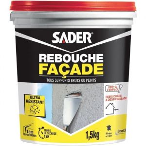 Enduit de rebouchage façade - SADER - Pot de 15 kg - Tous supports - Gris