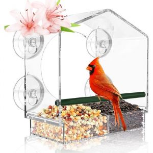 Mangeoire &agrave; oiseaux pour fen&ecirc;tre avec mangeoire amovible pour arri&egrave;re-cour et ext&eacute;rieur grande mangeoire &agrave; oiseaux