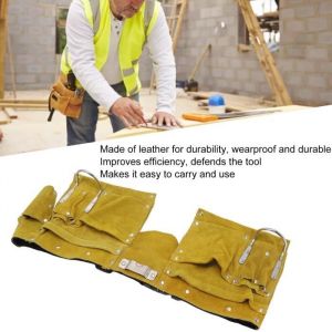 Ceinture porte-outils - GOTOTOP - Cuir - Durable - Boucle &agrave; d&eacute;gagement rapide - Marron