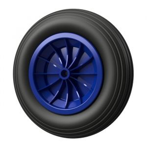 1 x Roue en polyuréthane Ø 350 mm 3.50-8 palier lisse roue de brouette pneus anti-crevaison noir/bleu