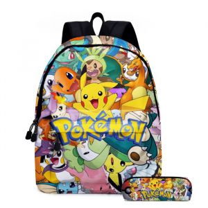 Sac à DosSac à Crayons Ensemble de Trois cartables pour Enfants Sac à Dos de Voyage imprimé en 3D2 en1 CartoonPikachu