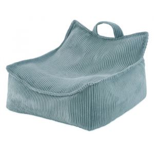 Fauteuil Pouf Siège Poire pour Bébé Enfants pour la Chambre dEnfant MISIOO Puffy Square Velours Côtelé Bleu 77x67x50 cm