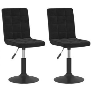 (Promotion octo)Chaises pivotantes &agrave; manger - 2 PCS - simple - Pour adulte/enfant - noir velours - Hauteur: (102.5-117.5) cm