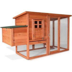 Poulailler en bois pour jardin extérieure poules cage canard équipé d’un perchoir 182 x 75 x 103 cm XXL modèle 131