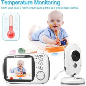 Babyphone Num&eacute;rique Floureon VB603 B&eacute;b&eacute; Moniteur Cam&eacute;ra &Eacute;coute Sans Fil 2.4GHz LCD - Blanc