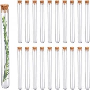 20x Tube &agrave; Essai en Verre 32ml  Contenant &agrave; Drag&eacute;es Bonbons Fleurs et &Eacute;pices  D&eacute;coration et Souvenirs de Mariage