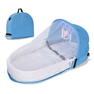 Berceaux pour b&eacute;b&eacute; lit bionique moustiquaire berceau pliable tour de lit nid de voyage ext&eacute;rieur panier de couchage - Bleu -