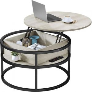 YITAHOME Table basse en Bois ronde relevable Table dappoint - 80 x 47cm