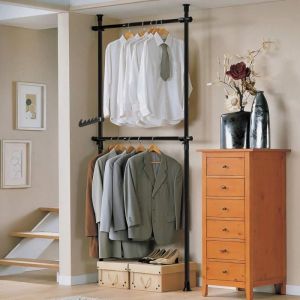 Penderie télescopique Herkule - SOBUY FRG109-SCH- 2 barres portant de vêtement - Noir - Largeur 77-112cm x Hauteur 103-278cm