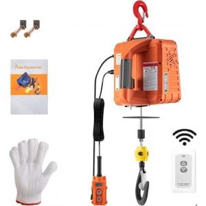 Palan électrique à câble 16 pieds/min Treuil de Levage Electrique 500KG Treuil Portable avec télécommande 1500W Hauteur 25 pieds