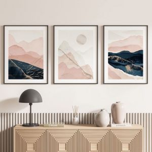 Lot de 3 Affiches / Posters Triptyque - Lumal&eacute;a - Paysages Boho - Bordure noire - 3 Affiches - 50x70 cm