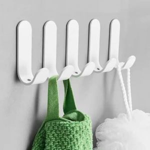 5 Pi&egrave;ces Crochet Adh&eacute;sif 3M Crochet en Inox Mural de Salle de Bains Accroche Torchon Cuisine Adh&eacute;sif Crochet sans Percer