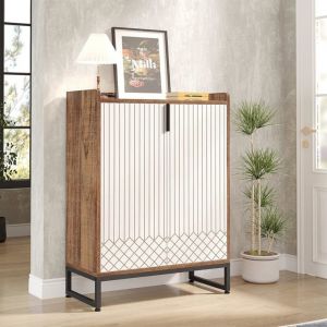 Tribesigns Meuble de Rangement à Chaussures Armoire 25 Paires de placards à Chaussures avec Portes pour Entree Blanc et Marron