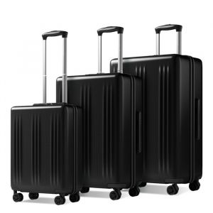 Kono Set 3 de Valises de Voyage (55/65/75cm) Rigide et L&eacute;ger Valise ABS + PC avec 4 Roues Silencieuses 360&deg; et Serrure TSA Noir