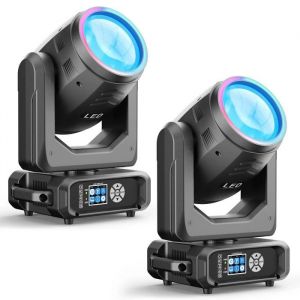 UKING Jeux de Lumiere- 2PCS - 250W  Lyre LED RGBW DMX Gobo Beam+ &eacute;tui prisme gobos couleurs DMX DJ spectacle