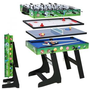 Table Multi Jeux 4 en 1  4ft Table Multijeux Enfants Pliable Babyfoot/Billard/Tennis De Table/Hockey Cadeaux Pour Enfants