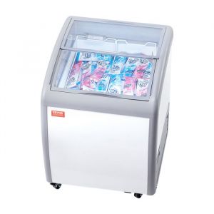 Vitrine R&eacute;frig&eacute;r&eacute;e &agrave; Cr&egrave;me Glac&eacute;e Commerciale-VEVOR-Comptoir &agrave; Glace 154 L-Cong&eacute;lateur Mobile avec Dessus en Verre