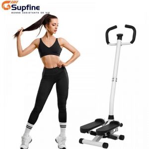 SUPFINE Mini Stepper Machine avec Poign&eacute;e R&eacute;glable Poign&eacute;e Antid&eacute;rapante et &eacute;lastique Stepper Home  Gym Acier et PE