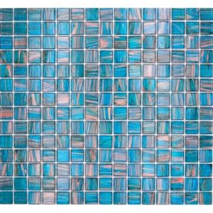 Mosa&iuml;que de verre - Perlenzian - MOS230-G62 - Turquoise - Cuivre changeant - 20x20 mm
