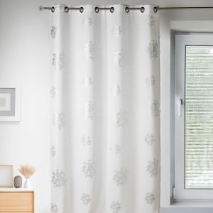 Rideau dameublement imprim&eacute;s motifs Argent Blanc 140x260 cm