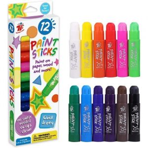 Gouache Solide en Stick12 Couleurs crayons pour les enfantsCrayon de Couleurs Non Toxiques S&ucirc;r Lavable pour B&eacute;b&eacute;s Enfants