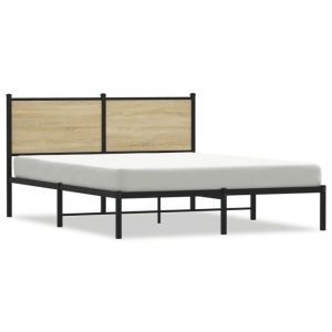 HSF&reg;Cadre de lit en m&eacute;tal - sans matelas - ch&ecirc;ne sonoma 140x190 cm - 2 personnes - 2 PLACE czd573878