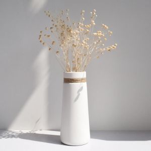 Vase en Céramique pour Herbe de la Pampa Vase à Fleurs Blanc comme Décoration Moderne de Salon Grand Vase de 25 cm blanc l