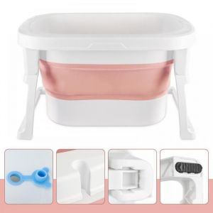 Baignoire pliable pour bébé-MENGDA-ultra compact-plastique avec bouchon de vidange-pour enfants de 0 à 6 ans-Avec tabouret