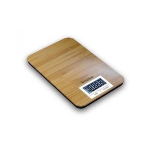 Pèse-personne électronique TERRAILLON - Bamboo Scale 150kg/100g - Plateau en bambou naturel - Grand écran LCD
