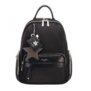 David Jones - Petit Sac &agrave; Dos Femme Mode Ville - Sac Nylon Souple - Mini Cartable - Fashion Backpack Tendance Designer - Noir