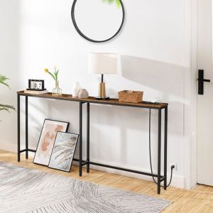 Table Console avec Multiprise - HOOBRO- 180 x 15 x 80 cm -pour Entrée Salon - Gain de Place