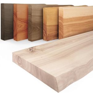LAMO MANUFAKTUR 40cm Étagère murale en bois massif - rangement - industriel - bords naturels - vendue seule - frêne brut