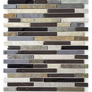 Pâte de Verre Pierre Naturelle Baguettes Carrelage Mosaïque Beige Braun Gris Noir Anthracite Miroir Mosaïque Brique Murale -...