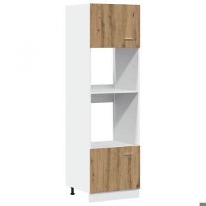 Soldes FlottantsSupport micro-ondes 1 PCS - Cabinet/Meuble bas de cuisine - Lyon Ch&ecirc;ne artisanal 60x57x207cm Bois ding&eacute;nierie 1